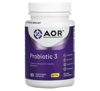 Advanced Orthomolecular Research AOR, Probiotic 3, 90 Vegetarian Capsules