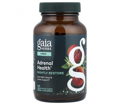 Gaia Herbs, Adrenal Health, Nightly Restore, 120 Vegan Liquid Phyto-Caps