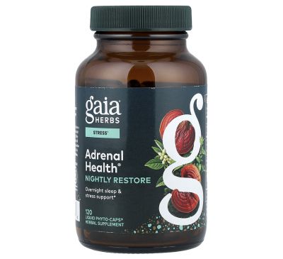 Gaia Herbs, Adrenal Health, Nightly Restore, 120 Vegan Liquid Phyto-Caps