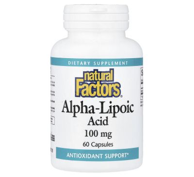Natural Factors, альфа-ліпоєва кислота, 100 мг, 60 капсул