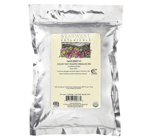 Starwest Botanicals, органічний корінь цикорію, смажений, гранули, 453,6 г (1 фунт)