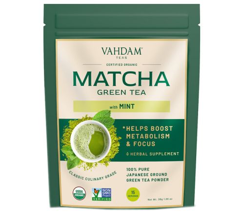 Vahdam Teas, Green Tea Powder, Mint Matcha, 1.76 oz (50 g)