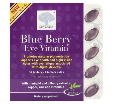 New Nordic, Blue Berry Strong, 60 Tablets