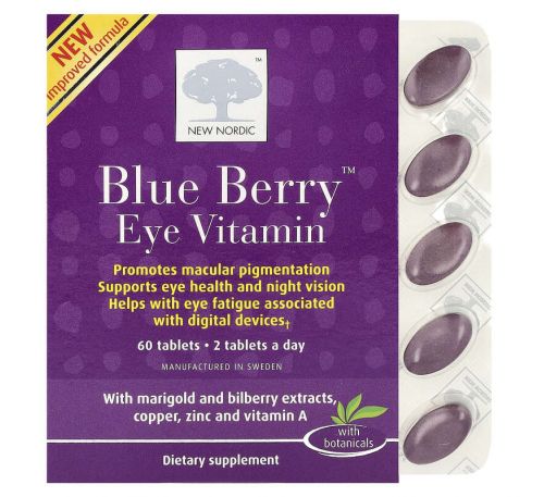 New Nordic, Blue Berry Strong, 60 Tablets