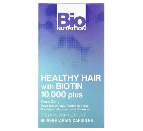 Bio Nutrition, Healthy Hair with Biotin 10,000 Plus, 60 Vegetarian Capsules