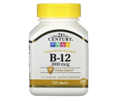 21st Century, вітамін B12, з повільним вивільненням, 1000 мг, 110 таблеток