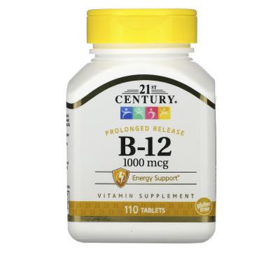 21st Century, вітамін B12, з повільним вивільненням, 1000 мг, 110 таблеток