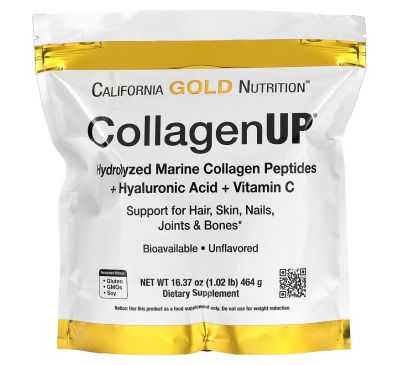 California Gold Nutrition, CollagenUP, морський гідролізований колаген, гіалуронова кислота й вітамін С, без добавок, 464 г (16,37 унції)