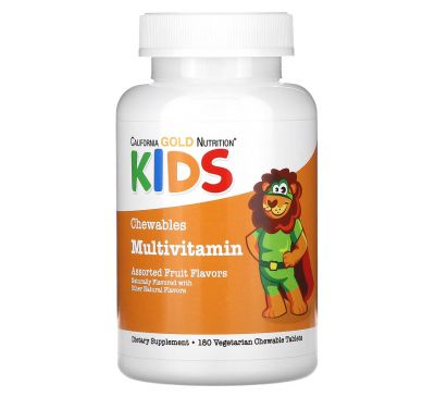 California Gold Nutrition, жувальні мультивітаміни для дітей, зі смаком фруктів, 180 вегетаріанських таблеток