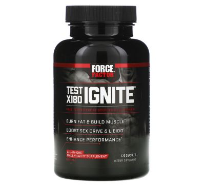 Force Factor, Test X180 Ignite, Free Testosterone Booster & Fat Burner, 120 Capsules