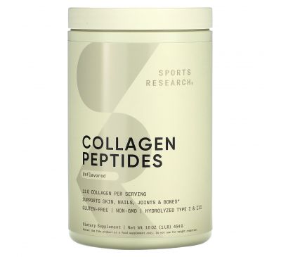 Sports Research, пептиди колагену, з нейтральним смаком, 454 г (16 унцій)