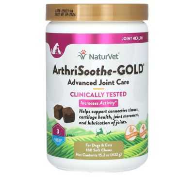 NaturVet, ArthriSoothe-GOLD, Advanced Care, Level 3, 180 Soft Chews, 15.2 oz (432 g)