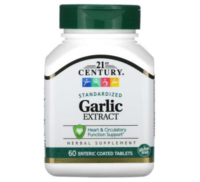 21st Century, Garlic Extract, Standardized, 60 Enteric Coated Tablets