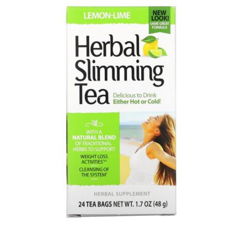 21st Century, травяной чай для похудения, лимон и лайм, без кофеина, 24 чайных пакетика, 48 г (1,7 унции)