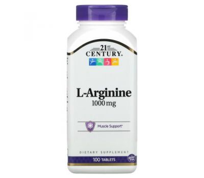 21st Century, L-аргінін, 1000 мг, 100 таблеток