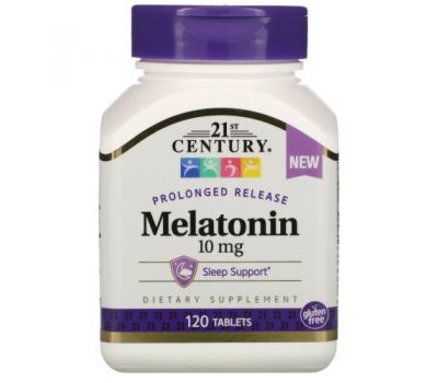 21st Century, Melatonin, Prolonged Release, 10 mg , 120 Tablets