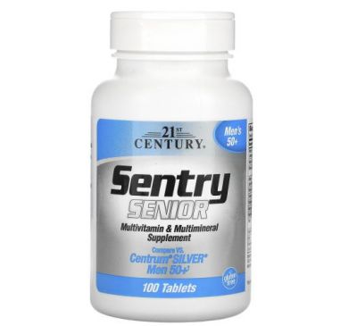 21st Century, Sentry Senior, мультивітамінна та мультимінеральна добавка, для чоловіків старше 50 років, 100 таблеток
