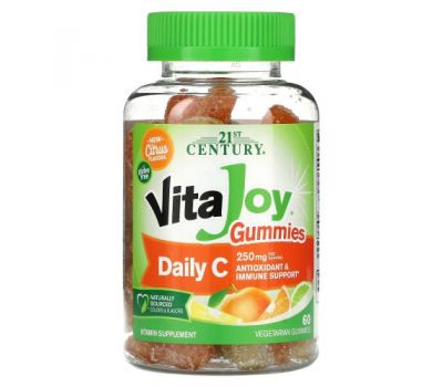 21st Century, VitaJoy Daily C Gummies, Citrus Flavors, 125 mg, 60 Vegetarian Gummies