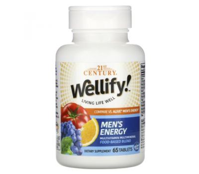 21st Century, Wellify! мультивітаміни та мультимінерали для чоловіків для поповнення запасу енергії, 65 таблеток