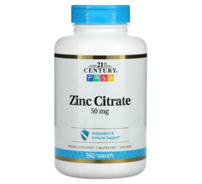 21st Century, Zinc Citrate, 50 mg, 360 Tablets