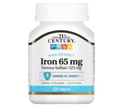 21st Century, Железо, 65 мг, 120 таблеток