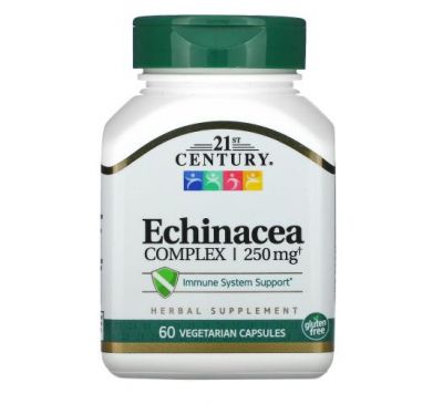21st Century, комплекс з ехінацеєю, 250 мг, 60 вегетаріанських капсул