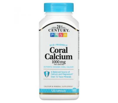 21st Century, кораловий кальцій, 250 мг, 120 капсул