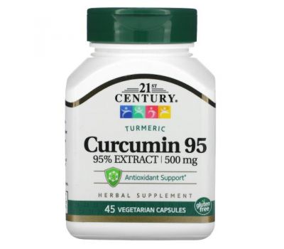 21st Century, куркумин 95, 500 мг, 45 вегетарианских капсул