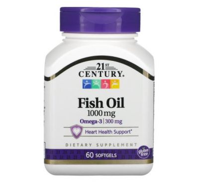 21st Century, риб’ячий жир, 1000 мг, 60 капсул
