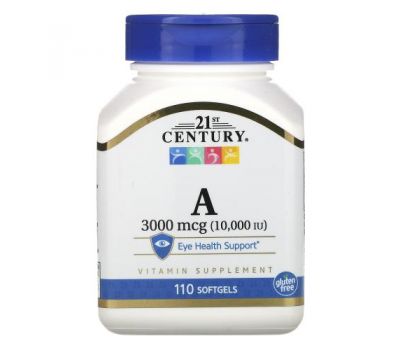 21st Century, Витамин A, 3000 мкг (10 000 МЕ), 110 мягких таблеток