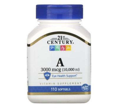 21st Century, вітамін A, 3000 мкг (10 000 МО), 110 капсул