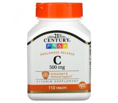 21st Century, витамин C, замедленное высвобождение, 500 мг, 110 таблеток