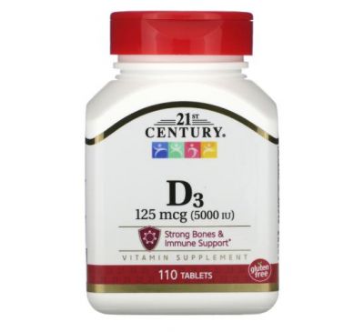 21st Century, вітамін D3, 125 мкг (5000 МО), 110 таблеток