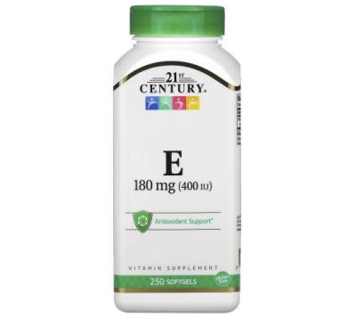 21st Century, вітамін E, 180 мг (400 МО), 250 капсул