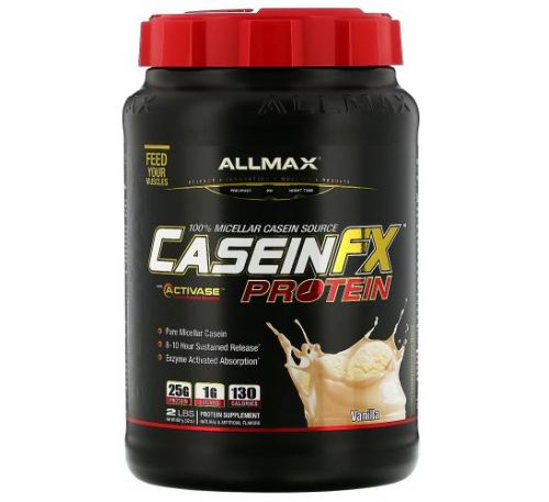 ALLMAX Nutrition, CaseinFX, 100%-ный казеиновый мицеллярный протеин, ваниль, 907 г