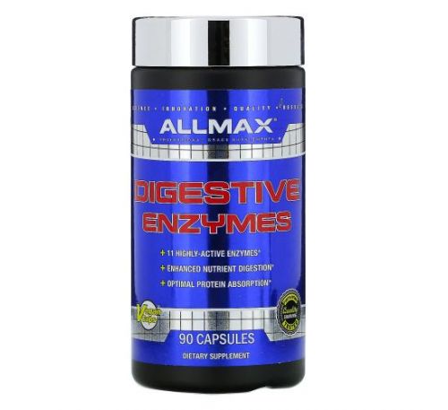 ALLMAX Nutrition, Пищеварительные ферменты + оптимизатор белка, 90 капсул