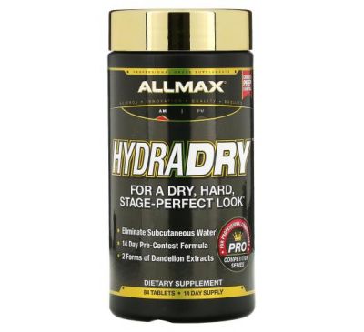 ALLMAX Nutrition, HydraDry, Ultra-Potent Diuretic + Electrolyte Stabilizer, 84 Tablets