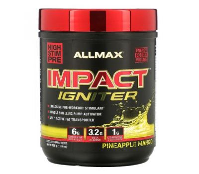 ALLMAX Nutrition, Impact Igniter, предтренировочный комплекс, ананас и манго, 11,6 унц. (328 г)
