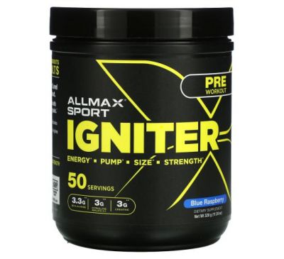 ALLMAX Nutrition, Igniter, Pre-Workout, Blue Raspberry, 11.28 oz (320 g)
