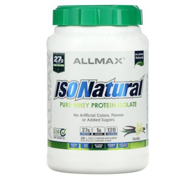 ALLMAX Nutrition, IsoNatural, Pure Whey Protein Isolate, Vanilla, 2 lbs (907 g)