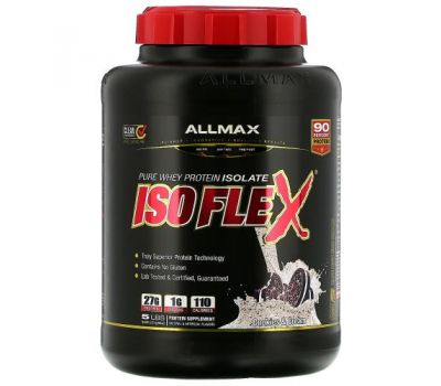ALLMAX Nutrition, Isoflex, 100% чистый изолят сывороточного белка (фильтрация ИСБ частицами, заряженными ионами), со вкусом печенья и сливок, 2,27 кг (5 фунтов)
