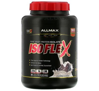 ALLMAX Nutrition, Isoflex, 100% Pure Whey Protein Isolate (WPI Ion-Charged Particle Filtration), Cookies & Cream, 5 lb (2.27 kg)