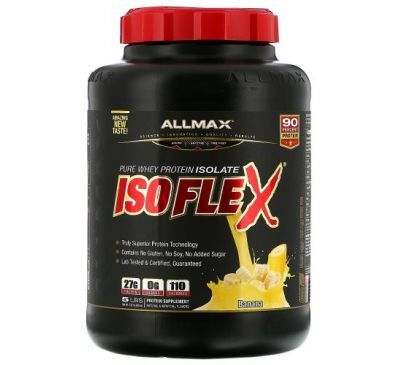 ALLMAX Nutrition, Isoflex, Pure Whey Protein Isolate (WPI Ion-Charged Particle Filtration), Banana, 5 lbs (2.27 kg)