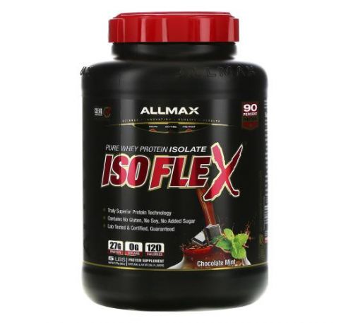 ALLMAX Nutrition, Isoflex, Pure Whey Protein Isolate (WPI Ion-Charged Particle Filtration), Chocolate Mint, 5 lbs (2.27 kg)