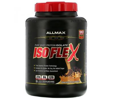 ALLMAX Nutrition, Isoflex, 100% ультра-чистый изолят сывороточного протеина (фильтрация отрицательно заряженными ионами), шоколад и арахисовое масло, 5 фунтов (2,27 кг)