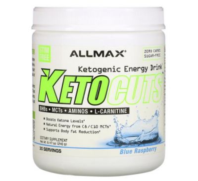 ALLMAX Nutrition, KetoCuts, Ketogenic Energy Drink, Blue Raspberry, 8.47 oz (240 g)
