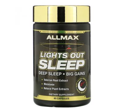 ALLMAX Nutrition, Крепкий ночной сон, мелатонин + ГАМК + корень валерианы, 60 веганских капсул