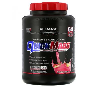 ALLMAX Nutrition, Quick Mass, Rapid Mass Gain Catalyst, Strawberry-Banana, 6 lbs (2.72 kg)