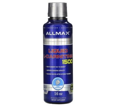 ALLMAX Nutrition, жидкий L-карнитин 1500, голубая малина, 473 мл (16 уний)