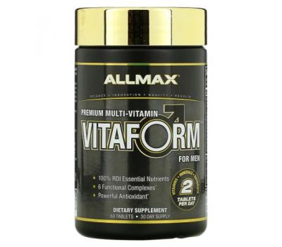 ALLMAX Nutrition, Vitaform, мультивітаміни преміальної якості для чоловіків, 60 таблеток